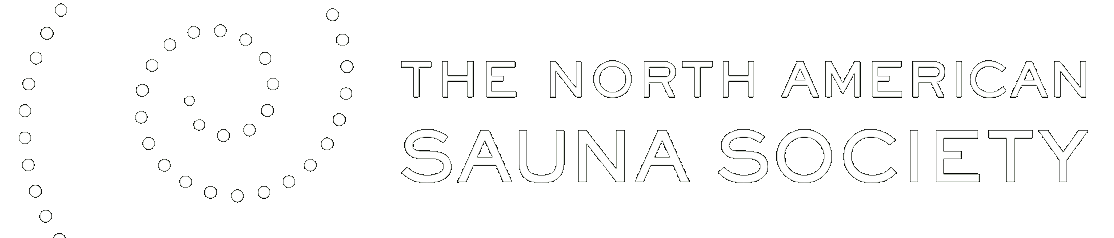 North American Sauna Society member logo with grey wordmark and circular dotted emblem